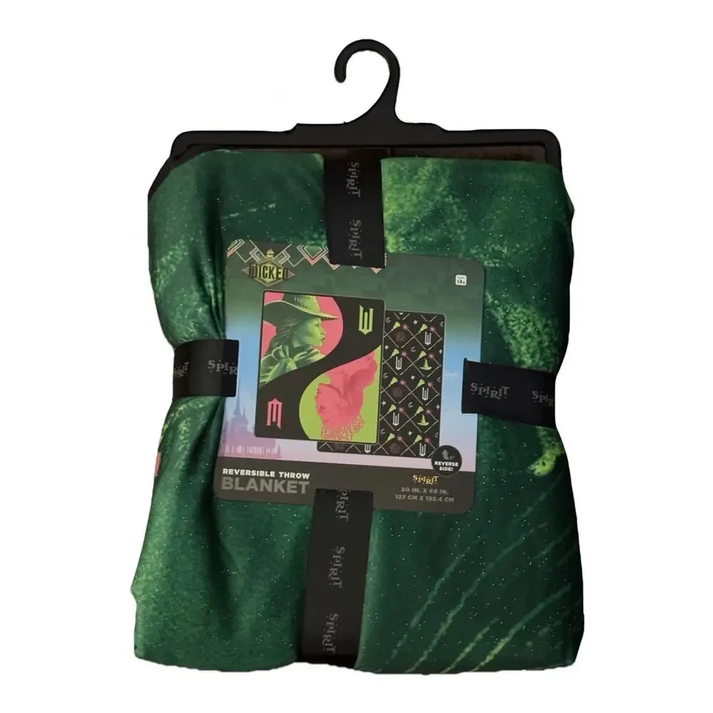Spirit Halloween Wicked Reversible Throw Blanket Elphaba Glinda Wizard Oz 50x60
